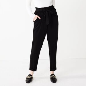 Junior's SO Dress Pants Size XL Black Paperbag Waist Taper  Out Of Office  NWT